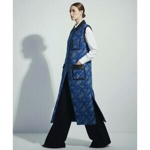 Hanh Merriman Mohair Blend Longline Vest Womens M Leather Trim Avant Garde Artsy